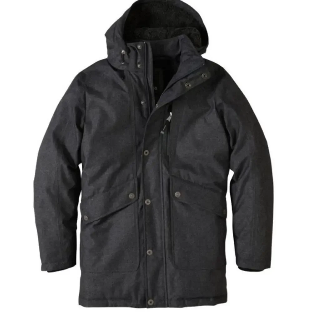 prAna Merced Down Jacket Mens 2X Black 650 Fill Down Sherpa Hood Parka Coat